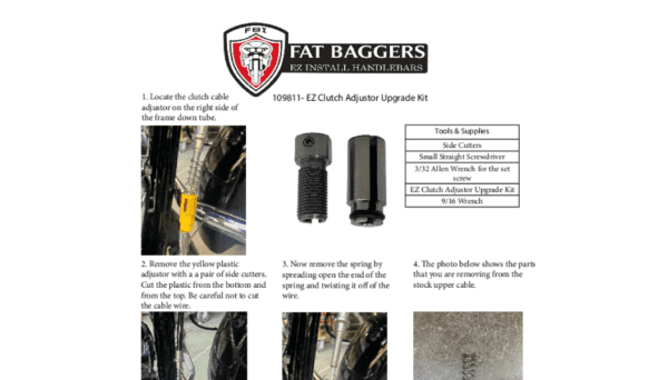 77 Cycles FAT BAGGERS INC. Clutch Adjuster Upgrade Kit P/N 109811