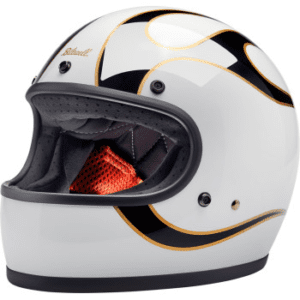 BILTWELL Gringo Helmet - Flames - White/Black